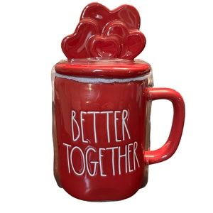 NWT Rae Dunn Artisan Collection Better Together Red Mug with Hearts Lid